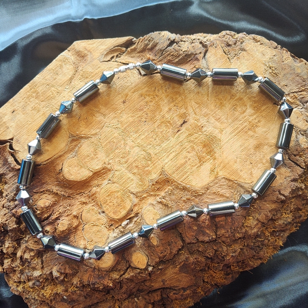 Vintage Unique Hematite Beaded Necklace